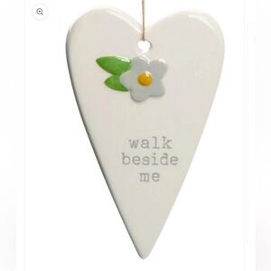 💚10 Transpac Heart Ornament with Flower Design